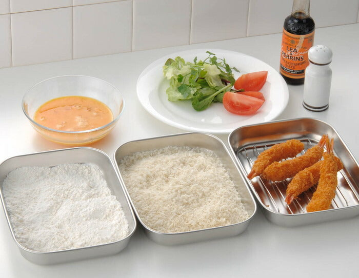 オークス 日本製 燕三条 蓋付きステンレスバット 3枚セット シンプルで使いやすいバットセット 小 TN1384 フタ付き 網