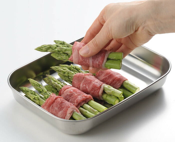 オークス 日本製 燕三条 蓋付きステンレスバット 3枚セット シンプルで使いやすいバットセット 小 TN1384 フタ付き 網