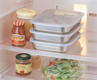 オークス 日本製 燕三条 蓋付きステンレスバット 3枚セット シンプルで使いやすいバットセット 大 TN1385 フタ付き 網