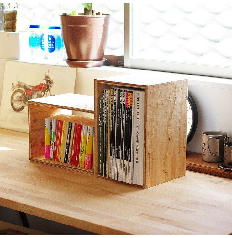 イエノLabo. キューブボックス 木箱 収納 什器 シェルフ ディスプレイラック ルーター Sサイズ 本棚 収納ボックス ブック(代引不可)