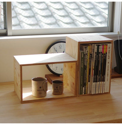 イエノLabo. キューブボックス 木箱 収納 什器 シェルフ ディスプレイラック ルーター Sサイズ 本棚 収納ボックス ブック(代引不可)