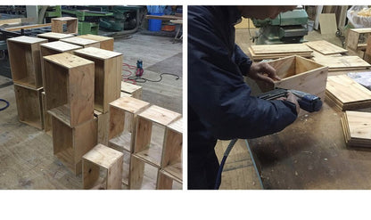 イエノLabo. キューブボックス 木箱 収納 什器 シェルフ ディスプレイラック ルーター Sサイズ 本棚 収納ボックス ブック(代引不可)