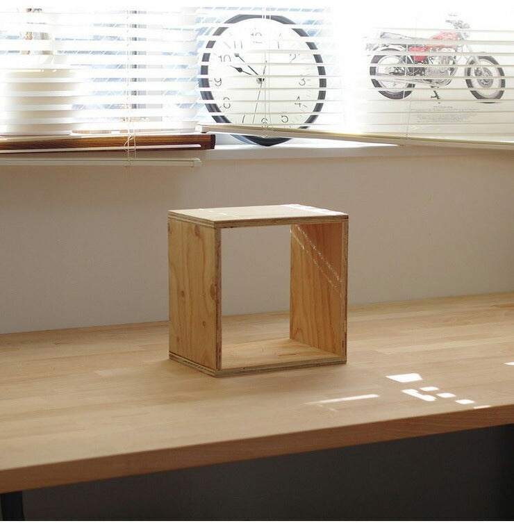 イエノLabo. キューブボックス ボックスシェルフ 木箱 ミニ 収納 ルーター Sサイズ 木製 本棚 什器 収納ボックス 棚 ナチュラル(代引不可)