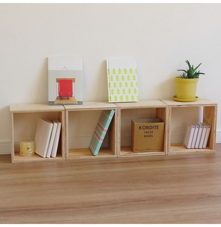 イエノLabo. キューブボックス ボックスシェルフ 木箱 ミニ 収納 ルーター Sサイズ 木製 本棚 什器 収納ボックス 棚 ナチュラル(代引不可)