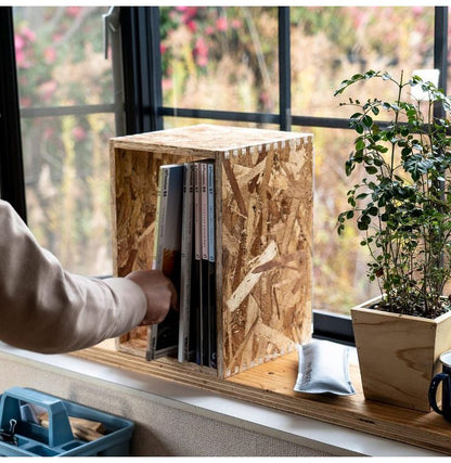 イエノLabo. キューブボックス 収納ボックス シェルフ 1個 あられ組み アラレ組み 収納 本棚 木箱 マガジンラック(代引不可)