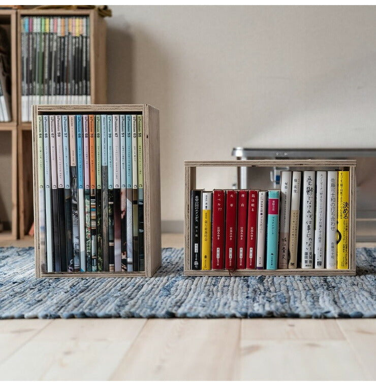 イエノLabo. キューブボックス 収納ボックス シェルフ 1個 あられ組み アラレ組み 収納 本棚 木箱 マガジンラック(代引不可)