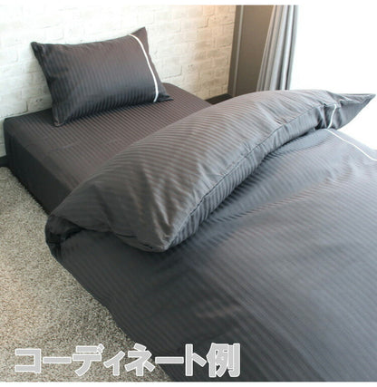 ボックスシーツ ダブル 綿100% ベッドシーツ サテン織 ストライプ柄 全周ゴム ワンタッチ装備 イニコ iniko 寝具 ベッド おしゃれ かわいい 北欧 シンプル 睡眠 快眠 シーツ