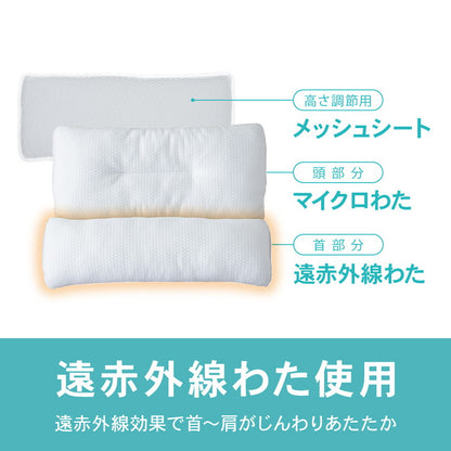 首を整えるまくら 43×60cm まくら 首安定 除湿シート付き 高さ調節シート 遠赤外線わた 温める 安眠 快眠 快適 枕 OGURI 小栗(代引不可)
