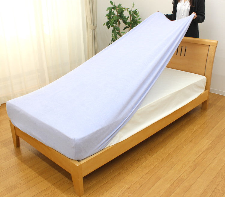 ぐいーーんと伸びてピタっとフィットするタオル地のシーツ パイルシーツ シングルサイズ マットレス・敷ふとん 兼用（80×185×30cm） 伸びる 生地 触り心地 気持ちいい 簡単着脱 無地