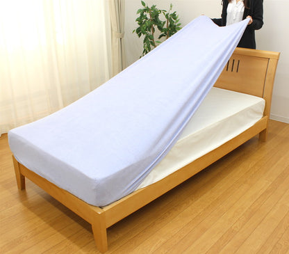 ぐいーーんと伸びてピタっとフィットするタオル地のシーツ パイルシーツ シングルサイズ マットレス・敷ふとん 兼用（80×185×30cm） 伸びる 生地 触り心地 気持ちいい 簡単着脱 無地