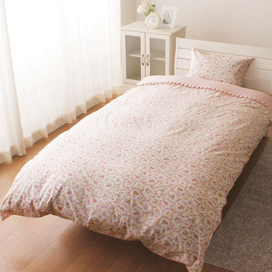 綿100％ オシャレなフリル付きがかわいい掛布団カバー メルヘン柄 ギンガムチェック 掛カバー シングルロング （150×210cm）