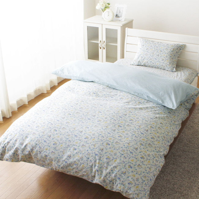 綿100％ オシャレなフリル付きがかわいい掛布団カバー メルヘン柄 ギンガムチェック 掛カバー シングルロング （150×210cm）