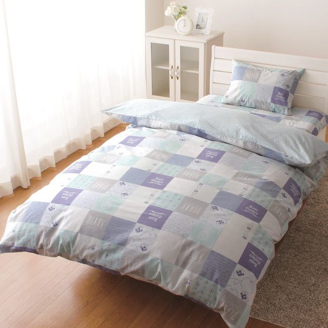 綿100% パッチワーク柄の掛布団カバー パッチワーク かわいい 掛カバー シングルロング （150×210cm）