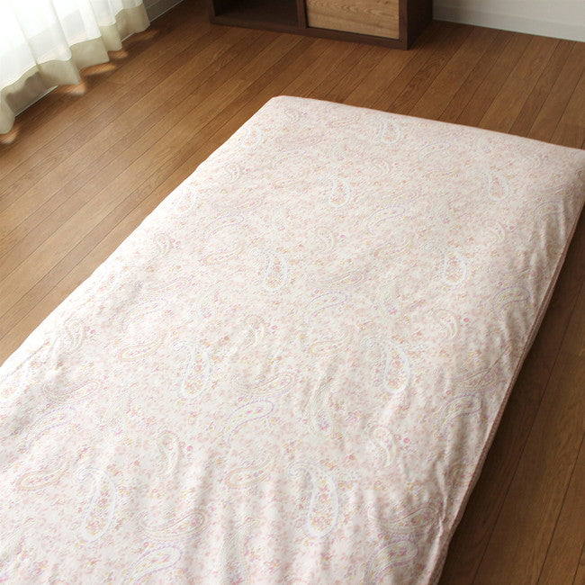 綿100% リバーシブル敷布団カバー ペイズリー柄 裏ギンガムチェック柄 かわいい オシャレ シングルロング （105×215cm ）