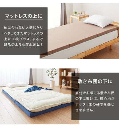 日本製 抗菌 三つ折り バランスマットレス セミダブル バランス 中反発 腰かため 硬さふつう 清潔 防臭 防カビ 腰痛 折りたたみ カバー抗菌 国産 折りたたみ(代引不可)