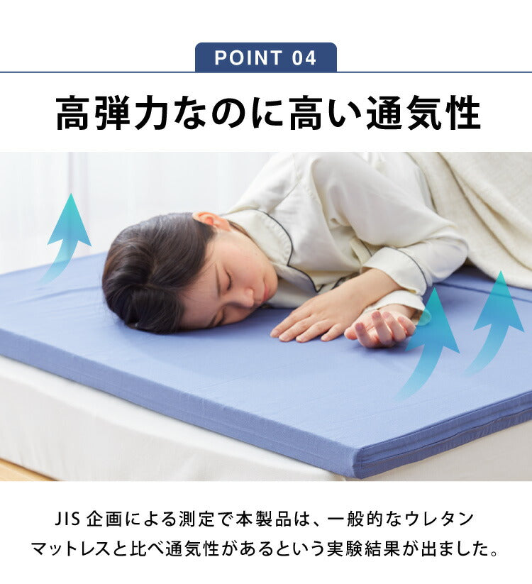 日本製 活性炭入り 三つ折りマットレス シングル 高反発 硬め 170N 体圧分散 寝返り マットレス 三つ折り かたい おりたたみ 防臭 炭入り 男性用 臭い(代引不可)
