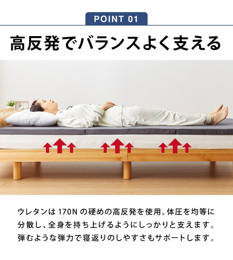 日本製 活性炭入り 三つ折りマットレス シングル 高反発 硬め 170N 体圧分散 寝返り マットレス 三つ折り かたい おりたたみ 防臭 炭入り 男性用 臭い(代引不可)