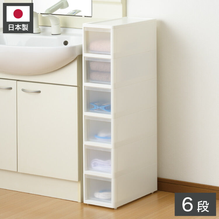 リセ スリムストッカー 幅18cm 引出し6段 S6 日本製 JEJ ジェイイージェイ すき間収納 隙間 収納ボックス 小棚 6段 キャスターつき 収納ケース プラスチック収納 キッチン 洗面所 脱衣所(代引不可)