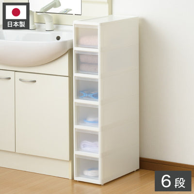 リセ スリムストッカー 幅18cm 引出し6段 S6 日本製 JEJ ジェイイージェイ すき間収納 隙間 収納ボックス 小棚 6段 キャスターつき 収納ケース プラスチック収納 キッチン 洗面所 脱衣所(代引不可)