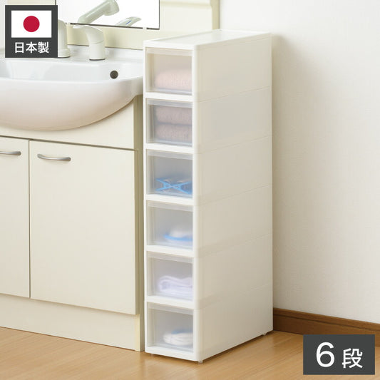 リセ スリムストッカー 幅18cm 引出し6段 S6 日本製 JEJ ジェイイージェイ すき間収納 隙間 収納ボックス 小棚 6段 キャスターつき 収納ケース プラスチック収納 キッチン 洗面所 脱衣所(代引不可)
