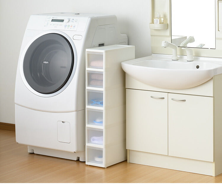 リセ スリムストッカー 幅18cm 引出し6段 S6 日本製 JEJ ジェイイージェイ すき間収納 隙間 収納ボックス 小棚 6段 キャスターつき 収納ケース プラスチック収納 キッチン 洗面所 脱衣所(代引不可)