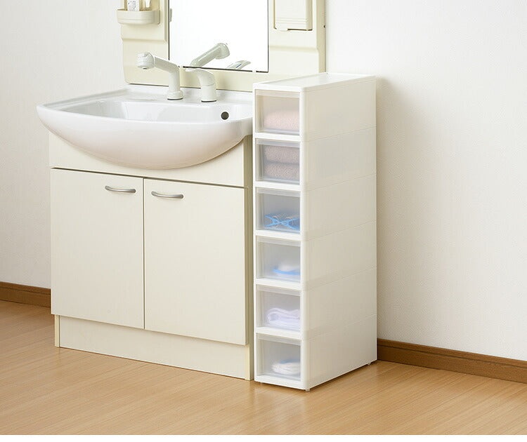 リセ スリムストッカー 幅18cm 引出し6段 S6 日本製 JEJ ジェイイージェイ すき間収納 隙間 収納ボックス 小棚 6段 キャスターつき 収納ケース プラスチック収納 キッチン 洗面所 脱衣所(代引不可)