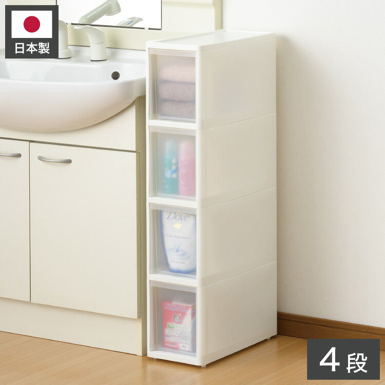 リセ スリムストッカー 幅18cm 引出し4段 M4 日本製 JEJ ジェイイージェイ すき間収納 隙間 収納ボックス 小棚 6段 キャスターつき 収納ケース プラスチック収納 キッチン 洗面所 脱衣所(代引不可)