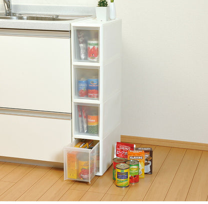 リセ スリムストッカー 幅18cm 引出し4段 M4 日本製 JEJ ジェイイージェイ すき間収納 隙間 収納ボックス 小棚 6段 キャスターつき 収納ケース プラスチック収納 キッチン 洗面所 脱衣所(代引不可)