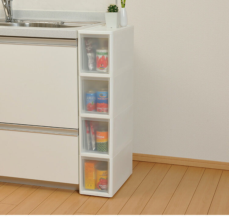 リセ スリムストッカー 幅18cm 引出し4段 M4 日本製 JEJ ジェイイージェイ すき間収納 隙間 収納ボックス 小棚 6段 キャスターつき 収納ケース プラスチック収納 キッチン 洗面所 脱衣所(代引不可)