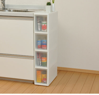 リセ スリムストッカー 幅18cm 引出し4段 M4 日本製 JEJ ジェイイージェイ すき間収納 隙間 収納ボックス 小棚 6段 キャスターつき 収納ケース プラスチック収納 キッチン 洗面所 脱衣所(代引不可)