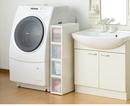 リセ スリムストッカー 幅18cm 引出し4段 M4 日本製 JEJ ジェイイージェイ すき間収納 隙間 収納ボックス 小棚 6段 キャスターつき 収納ケース プラスチック収納 キッチン 洗面所 脱衣所(代引不可)