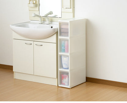 リセ スリムストッカー 幅18cm 引出し4段 M4 日本製 JEJ ジェイイージェイ すき間収納 隙間 収納ボックス 小棚 6段 キャスターつき 収納ケース プラスチック収納 キッチン 洗面所 脱衣所(代引不可)