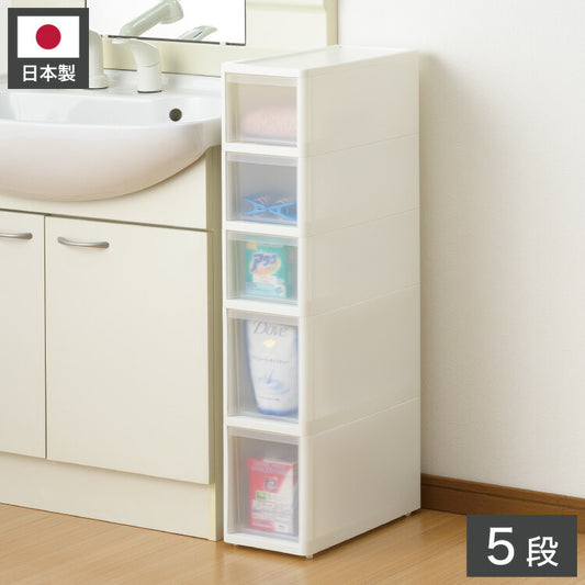 リセ スリムストッカー 幅18cm 引出し5段 S3M2 日本製 JEJ ジェイイージェイ すき間収納 隙間 収納ボックス 小棚 6段 キャスターつき 収納ケース プラスチック収納 キッチン 洗面所 脱衣所(代引不可)