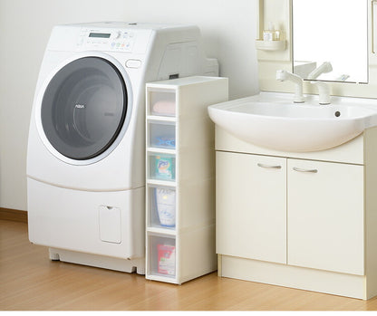 リセ スリムストッカー 幅18cm 引出し5段 S3M2 日本製 JEJ ジェイイージェイ すき間収納 隙間 収納ボックス 小棚 6段 キャスターつき 収納ケース プラスチック収納 キッチン 洗面所 脱衣所(代引不可)