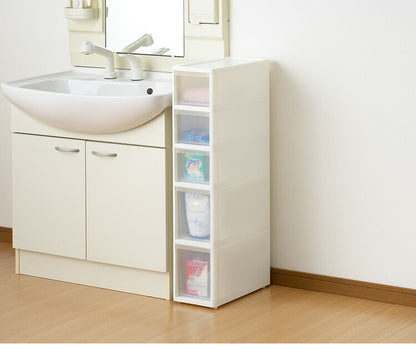 リセ スリムストッカー 幅18cm 引出し5段 S3M2 日本製 JEJ ジェイイージェイ すき間収納 隙間 収納ボックス 小棚 6段 キャスターつき 収納ケース プラスチック収納 キッチン 洗面所 脱衣所(代引不可)