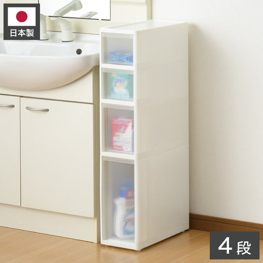 リセ スリムストッカー 幅18cm 引出し4段 S2M1L1 日本製 JEJ ジェイイージェイ すき間収納 隙間 収納ボックス 小棚 6段 キャスターつき 収納ケース プラスチック収納 キッチン 洗面所 脱衣所(代引不可)