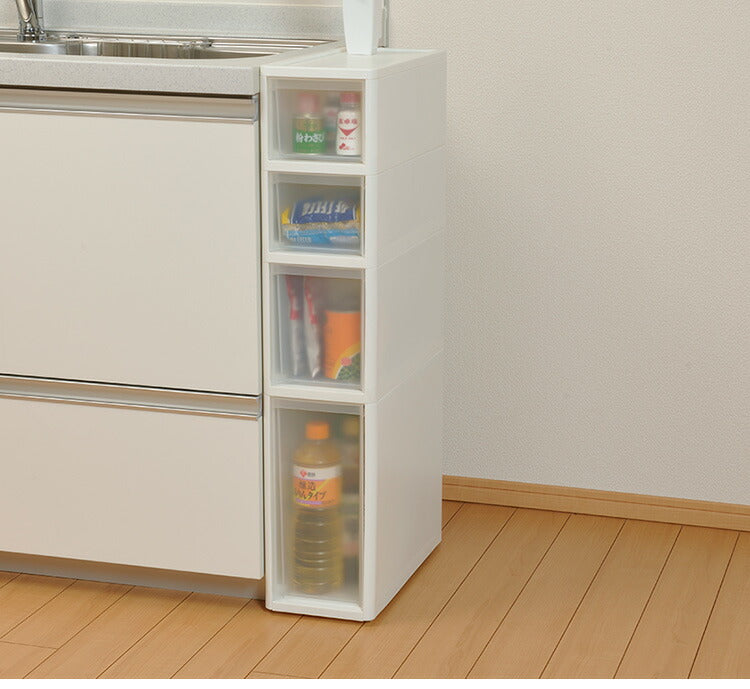 リセ スリムストッカー 幅18cm 引出し4段 S2M1L1 日本製 JEJ ジェイイージェイ すき間収納 隙間 収納ボックス 小棚 6段 キャスターつき 収納ケース プラスチック収納 キッチン 洗面所 脱衣所(代引不可)