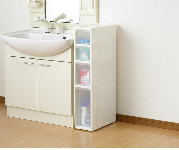 リセ スリムストッカー 幅18cm 引出し4段 S2M1L1 日本製 JEJ ジェイイージェイ すき間収納 隙間 収納ボックス 小棚 6段 キャスターつき 収納ケース プラスチック収納 キッチン 洗面所 脱衣所(代引不可)