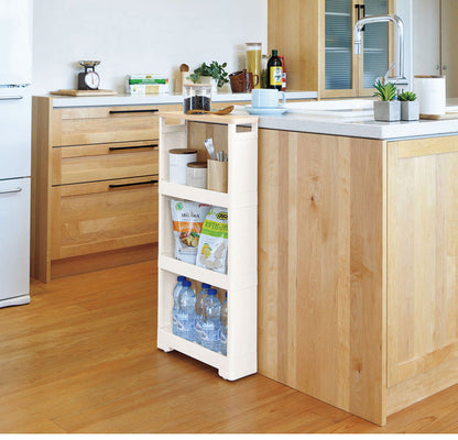 リセ スーパースリムラック 幅12 4段 ノーマル ウッド 隙間収納 すきま収納 日本製 JEJアステージ キッチン ストッカー スリム ランドリー収納 洗面所 キッチン収納(代引不可)