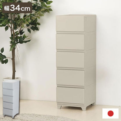 日本製 組立簡単 収納ケース チェスト 壁付デコニーシーヴォ 5段 幅34×奥行41.5×高さ106.1cm JEJアステージ 収納ボックス タンス リビングチェスト 押入れ収納 クローゼット おしゃれ(代引不可)
