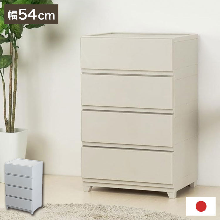 日本製 組立簡単 収納ケース チェスト 壁付デコニーシーヴォワイド 4段 幅54×奥行41.5×高さ86.1cm JEJアステージ 収納ボックス タンス リビングチェスト 押入れ収納 クローゼット おしゃれ(代引不可)
