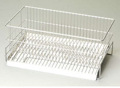日本製 燕三条 水切りラック かご単品 シンク横 水が流れるトレー付き スリム 縦置き 21×35cm オールステンレス 水切りかご 水切りカゴ(代引不可)