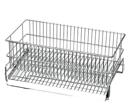 日本製 燕三条 水切りラック かご単品 シンク横 水が流れるトレー付き スリム 縦置き 21×35cm オールステンレス 水切りかご 水切りカゴ(代引不可)