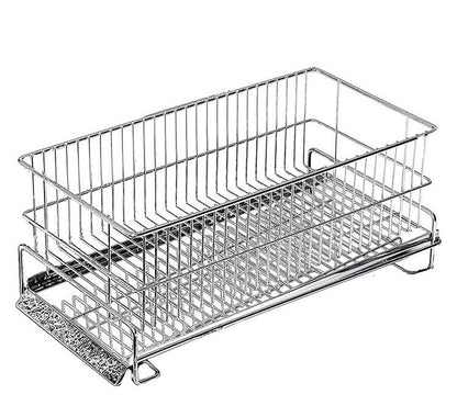 日本製 燕三条 水切りラック かご単品 シンク横 水が流れるトレー付き スリム 横置き 37×19cm オールステンレス 水切りかご 水切りカゴ(代引不可)