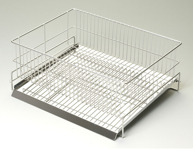 日本製 燕三条 水切りラック かご単品 シンク横 水が流れるトレー付き レギュラー 縦置き 29×35cm オールステンレス 水切りかご 水切りカゴ(代引不可)