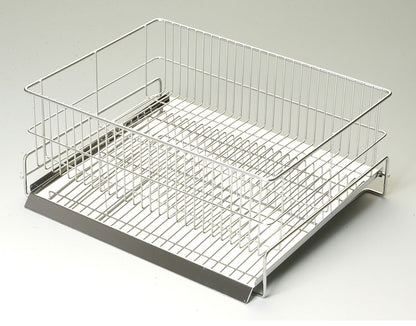 日本製 燕三条 水切りラック かご単品 シンク横 水が流れるトレー付き レギュラー 縦置き 29×35cm オールステンレス 水切りかご 水切りカゴ(代引不可)