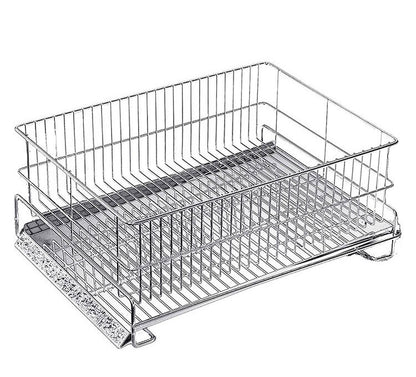 日本製 燕三条 水切りラック かご単品 シンク横 水が流れるトレー付き レギュラー 横置き 37×27cm オールステンレス 水切りかご 水切りカゴ(代引不可)