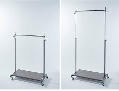 頑丈ハンガーラック 幅90cm シングル キャスター付き 下棚収納 高さ伸長可 スチール製 ハンガー 衣類収納 コート掛け パイプハンガー(代引不可)