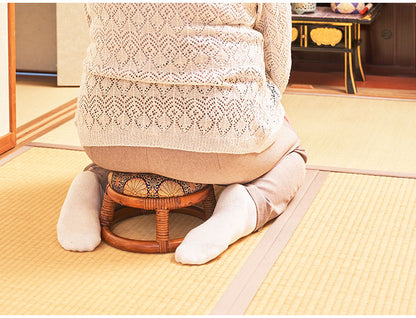 仏前用 ラタン 丸型 ミニスツール 天然籐 金襴正座椅子 イス 椅子 チェア 正座椅子 ラタンチェア 籐 仏壇 和室 法事 仏前 1脚 コンパクト スツール(代引不可)