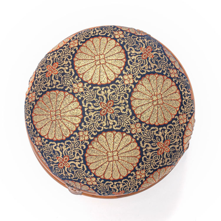 仏前用 ラタン 丸型 ミニスツール 天然籐 金襴正座椅子 イス 椅子 チェア 正座椅子 ラタンチェア 籐 仏壇 和室 法事 仏前 1脚 コンパクト スツール(代引不可)